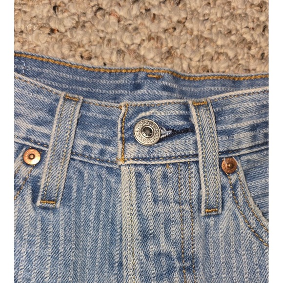 Levi's 501 Denim Shorts Women's Size 26 Blue Striped High Waisted Cut Off - Picture 4 of 7